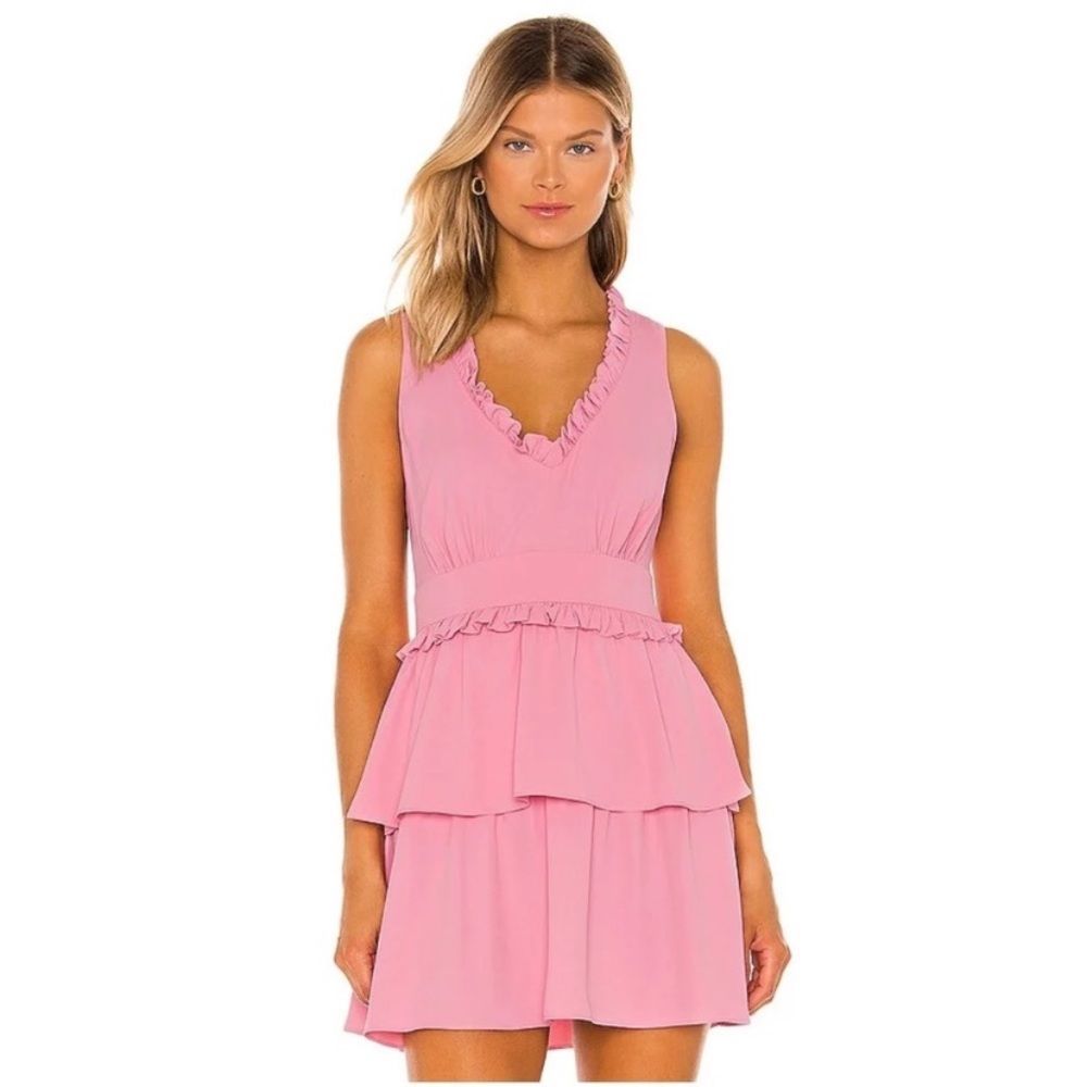 Amanda Uprichard pink Monetta ruffle dress in bloom color size xsmall